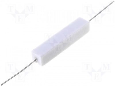 Резистор 10W 10R CRL10W-10R Резистор: жичен; керамичен; THT; 10?; 10W; ±5%; 48x9,5x9,5mm